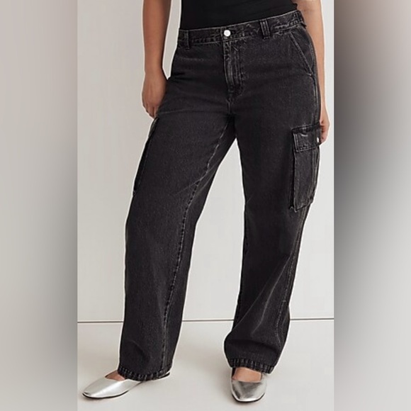 NWT Madewell Sz 31 Low-Slung Straight Baggy Cargo Jeans in Ranney Wash - Picture 3 of 10